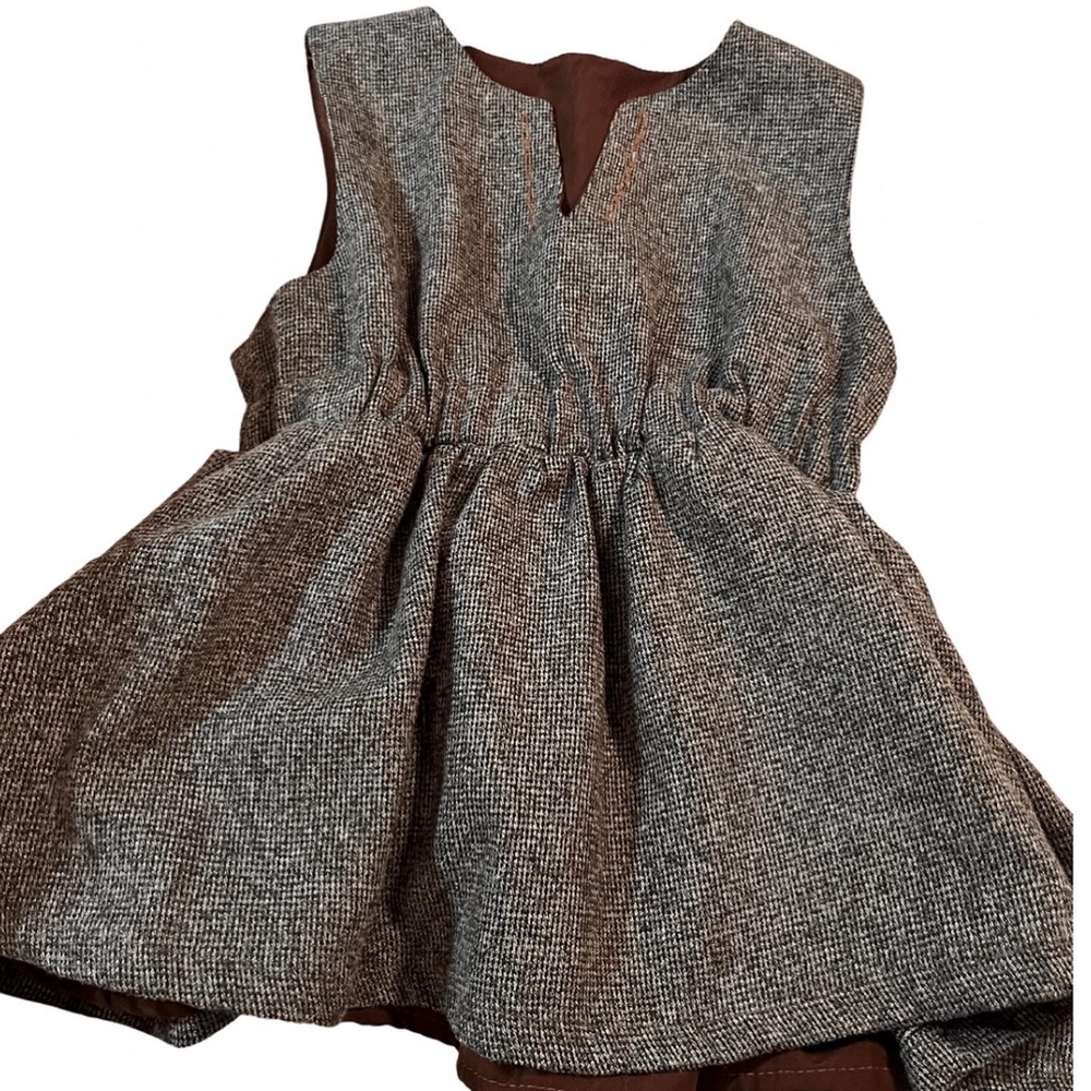 GIRLS BROWN WOOL TWEED JUMPER